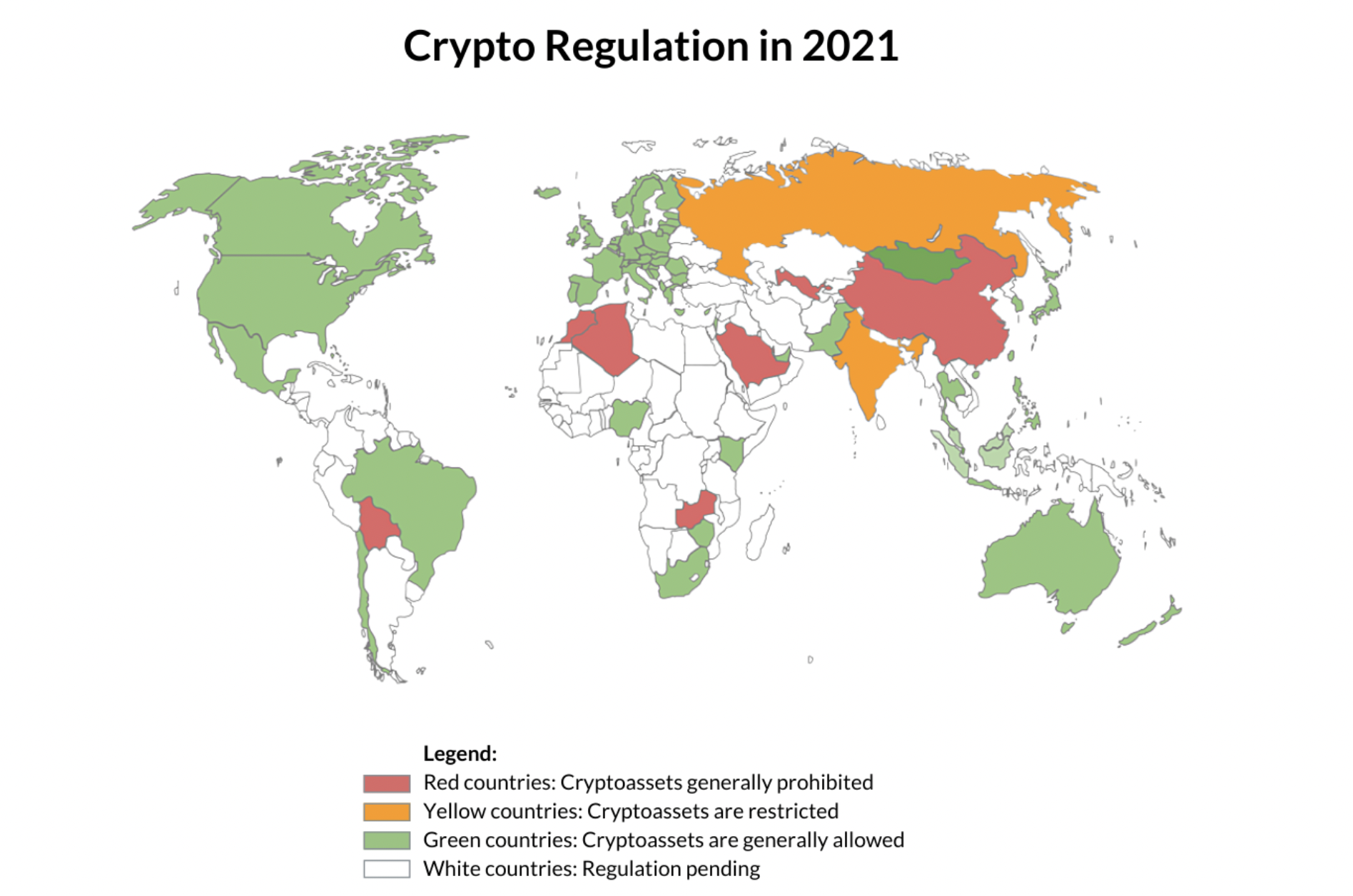 Graph 1: Crypto Regulation World Map in 2021 [2]